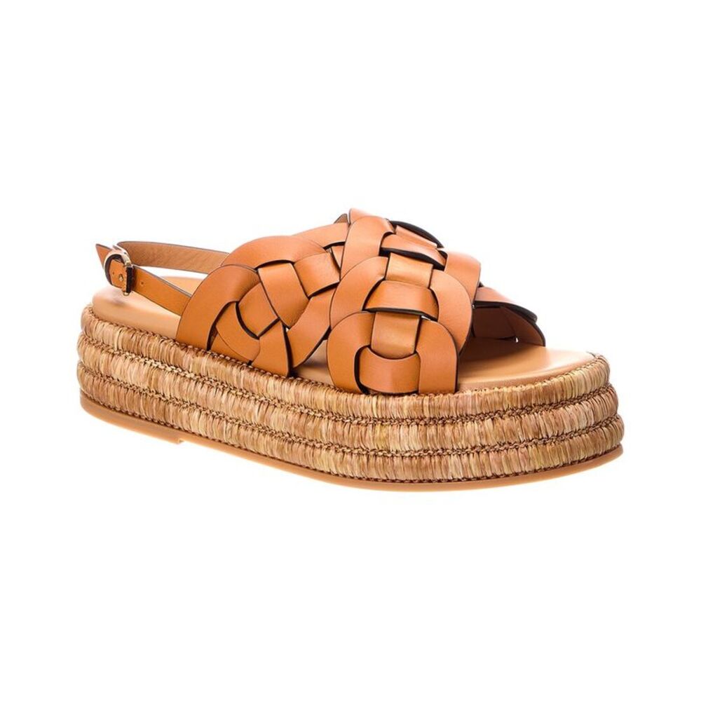 Tod's Leather Wedge Sandal, Brown